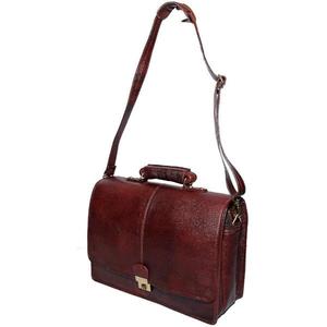 Sac pour ordinateur portable en cuir véritable contemporain avec compartiment séparé pour appareils, fermeture éclair sécurisée, design de mallette élégante - Product Image 3