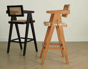 Chaise de bar en rotin indonésien en chêne massif, support en <span class=keywords><strong>teck</strong></span> ciré blanc, personnalisation possible BC-023 - Product Image 4