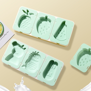 Molde de silicona para helados caseros, reutilizable, sin BPA, de calidad alimentaria, con diseño de animales y frutas, con palitos. - Product Image 1
