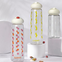 Bouteille d'eau en plastique transparente personnalisée pour enfants, avec couvercle nuage mignon, écologique, imprimé dessin animé, portable pour l'école, vente en gros