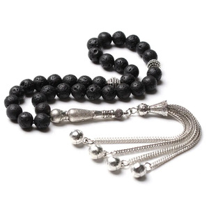 Da uomo Tasbih perle di preghiera pietra lavica 33 perle di preghiera nero vulcanico musulmano Ramadan Eid regalo 8mm 10mm <span class=keywords><strong>rosario</strong></span> islamico Misbaha - Product Image 1