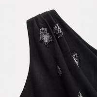 Meilleure Vente : Robe Plissée Sans Manches pour Femme, Coupe Ajustée, Sexy, Épaule Unique, Dos Nu, Ornée de Perles, Design Plissé Irrégulier, Fermeture Éclair Latérale