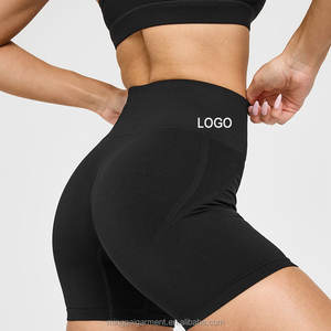 <span class=keywords><strong>Shorts</strong></span> Deportivos de Cintura Alta para Mujer, con Logotipo OEM, Elastano, Nailon, Sin Costuras, Ventilados, para Verano, Running, Gimnasio, Yoga, Personalizados - Product Image 1