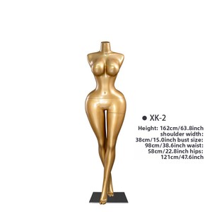 Mannequin féminin extra-large <span class=keywords><strong>taille</strong></span> slim, poitrine et fessier généreux, en fibre de verre dorée, avec tête pour vitrine - Product Image 6