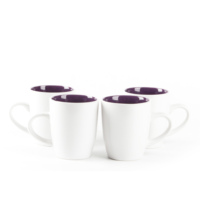 Ensemble de dîner en grès de qualité supérieure ensemble de vaisselle 16 pièces ensemble d'assiettes et de bols émaillés de couleur blanche et violette