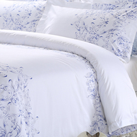 Parure de draps plats modernes 100 % coton, 4 pièces, écologiques, 300 fils, anti-boulochage, doux et respirant, entretien facile, durables
