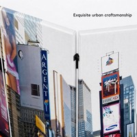 Grand séparateur de pièce pliable de luxe moderne avec motif photo personnalisé paysage urbain, idéal pour l'intérieur