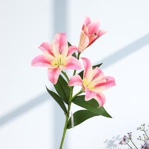 Fleurs de lys artificielles en soie, haute simulation, décoration intérieure, accessoires de mariage, couleurs bonbon jaune rose violet blanc - Product Image 2