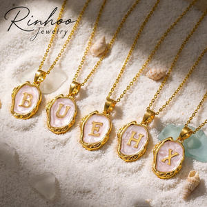 Collares con Letras del Alfabeto de Acero Inoxidable RINHOO para Mujeres y Hombres, Collar con Colgante de Iniciales de la A a la Z, Joyería Estética para Regalo - Product Image 1