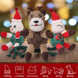 Jouets à mâcher en peluche de Noël pour chiens avec distributeur pour chiens de petite, moyenne et grande taille, jouet interactif pour animaux de compagnie pour les fêtes - Product Image 6
