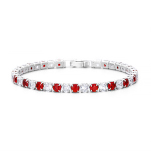 Pulsera de Cadena de Tenis con Dije de Corazón Cuadrado con Incrustaciones de Circonitas, Chapada en Plata sobre Latón Brillante de Lujo, Joyería de Boda para Mujer - Product Image 2