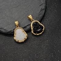 Mini 18 Karat Gold Edelstahl glänzend gefärbtes Glas Mark Maitreya Buddha Anhänger Schmuck mit großem Bauch Maitreya