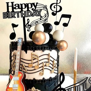 Topper de gâteau de <span class=keywords><strong>guitare</strong></span> d'<span class=keywords><strong>anniversaire</strong></span> sur le thème de la musique de luxe réutilisable 24 pièces/ensemble pour la fête des musiciens - Product Image 4