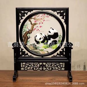Suzhou Embroidery Screen Wooden Frame Single Panel Rotatable Traditional Chinese Style Handcrafted <b>Table</b> Screen Office Decor - Product Image 3