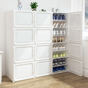 Shoe Rack <b>Plastic</b> Multi Layer Dustproof Storage Cabinet For Entryway Home Use Modern Minimalist Design - Product Image 2