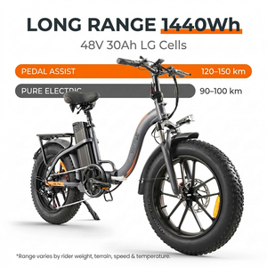 Vakole Y20 Pro vélo électrique hybride 20 pouces à gros pneus 1440Wh longue portée avec frein à disque hydraulique et Shimano 7 vitesses - Product Image 4