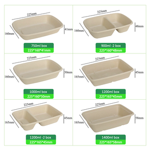 Hộp đựng thức ăn dùng một lần sinh học phân hủy được, chống dầu mỡ, làm từ bã mía, có nắp đậy - Product Image 2