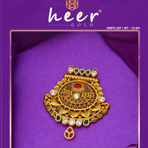 Colgante tradicional de oro con diseño de rubí, esmeralda y diamantes, estilo antiguo, joyería nupcial elegante, pieza de oro heredada hecha a mano. - Product Image 2