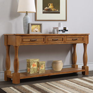 Table console en bois de 63 pouces avec 3 tiroirs et 1 étagère, table d'entrée, table de couloir, table de canapé, extra épaisse, facile à assembler - Product Image 2
