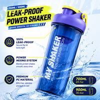 Bouteille shaker protéinée 700 ml sans BPA, avec logo personnalisé, en PP, anti-fuite, avec boule mélangeuse, pour boire directement, idéale pour la gym et l'entraînement.