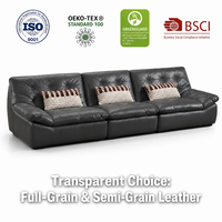 Canapé Chesterfield en cuir véritable, trois places, inclinable, pieds en bois, rembourrage en coton, design moderne, rangement, hôtel, villa, salon
