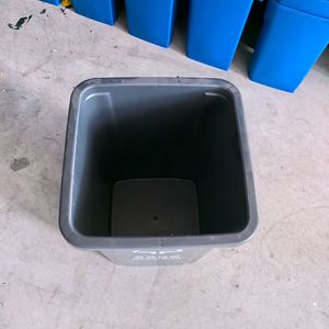 <b>Square</b> Plastic Trash Can 100L With Push Lid For Outdoor Commercial Use Residual Waste <b>Bin</b> Gray - Product Image 3