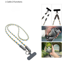 Bandoulière tressée de couleur 60w type-c câble de lanière 30cm dragonne et 120cm sangle de cou 3a câble de données de charge rapide