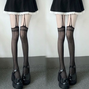 Sexy <b>Black</b> Suspender Pantyhose Ultra Thin 0D Transparent Fishnet Pattern For Women Gothic Style Stockings - Product Image 3