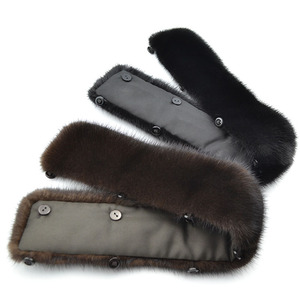 <span class=keywords><strong>Manteau</strong></span> en cuir véritable d'hiver avec col montant en <span class=keywords><strong>fourrure</strong></span>, chaud et uni, noir/marron, avec doublure boutonnée et écharpes en <span class=keywords><strong>fourrure</strong></span> de lait pour hommes/femmes - Product Image 4