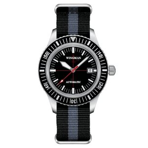 <b>Black</b> Dial with Super Luminous Hands, Single Calendar Mechanical <b>Watch</b> for <b>Man</b>, Retro Pop Nylon Strap Mesh Bend Wristwatch - Product Image 1