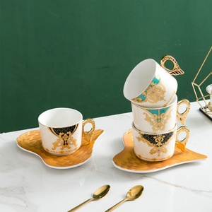 Angel wings Gold Classic Fashion Pattern Couple <b>Tea</b> <b>Cup</b> Coffee <b>Cup</b> with <b>Cups</b> and <b>Saucers</b> - Product Image 2