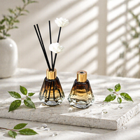 Diffuseur de parfum en verre cristallin en forme de losange avec bâtonnets en rotin AR-03 pour la maison et la chambre, aromathérapie, estampage à chaud, sérigraphie