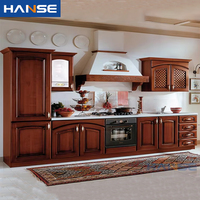 Ensemble de meubles de cuisine modulaires classiques en bois massif avec plan de travail en résine stratifiée, style européen, petit meuble en bois de rose
