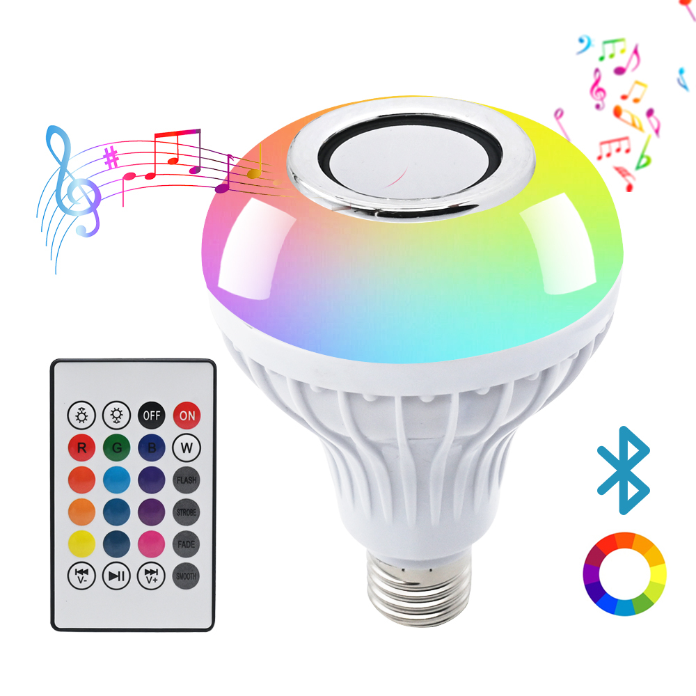 E27 LED RGB+W Music Speaker Bulb Remote Control Changing Color Lamp LED Smart Bulb for Home Room Decor