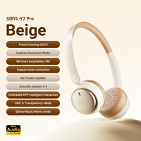 Casque sans fil SIBYL, petit casque sans fil avec réduction de bruit active (ANC), casque supra-auriculaire avec coussinets doux, musique, jeux