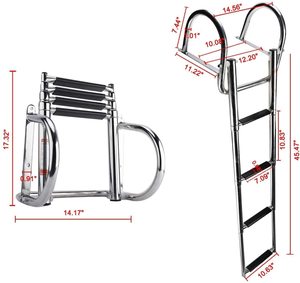 OEM Marine Échelle de bateau télescopique escamotable avec butée Modèle 8051S4 2-4 marches Finition poli miroir argenté 40-108cm Acier inoxydable 316 CE - Product Image 3