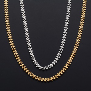 Collier ras du cou élégant en acier inoxydable plaqué or pour femme, chaîne maillons blé, accessoire de bijouterie en métal - Product Image 4