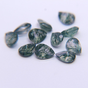 Bague en Agate Naturelle Verte, Pierre Semi-Précieuse pour Bijoux DIY avec Coupe Poire Facettée 8x6mm et Fond Pointu - Product Image 5