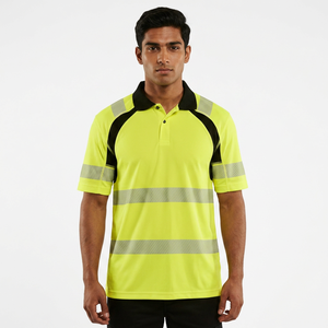 Chemise de travail polo haute visibilité pour hommes, imperméable et résistante à l'eau, 100% polyester, vêtements de travail réfléchissants de sécurité - Product Image 1