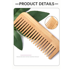 Peine de Bambú Ecológico Hecho a Mano con Logotipo Personalizado, Antiestático, de Dientes Anchos, para Uso Doméstico, Venta Caliente - Product Image 3