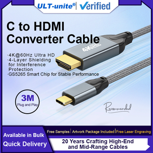 ULT-unite 2m 4K 60Hz Ultra HD USB Type C to HDMI <strong>Cable</strong> with Combination Shielding <strong>for</strong> <strong>Computer</strong> Display Projector Mobile Devices - Product Image 1
