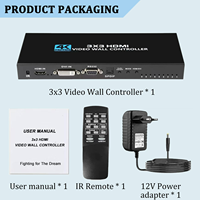 SYONG 3x3 4K 30Hz Sortie HDMI et 1 entrée, Processeur de mur vidéo 9 canaux pour affichage 9 TV, Télécommande, Contrôleur de mur vidéo 3x3
