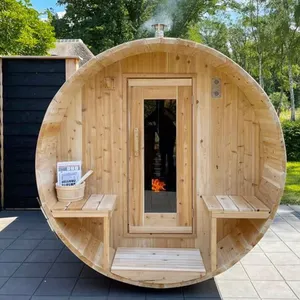 2023 Outdoor Waterproof Sweat Steam And Detox 6 Persons Barrel Wood Sauna Room Russian Luxury Sauna