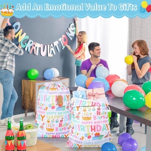 20x28 inch Thêm lớn Hạnh Phúc sinh nhật Bông dây kéo túi quà tặng bé tắm túi vải tái sử dụng đầy màu sắc gói túi - Product Image 6