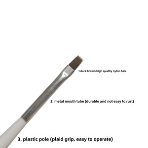 แปรงทาเล็บแบบหัวแบนด้ามสั้น ด้ามพลาสติกสีขาวเดี่ยว อุปกรณ์ทำเล็บ - Product Image 3