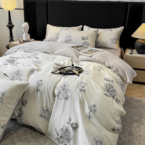 Juego de Sábanas Estampadas de Satén Tencel OEKO-TEX 100S, Juego de Ropa de Cama Ecológica de <span class=keywords><strong>Lyocell</strong></span> de 4 Piezas - Product Image 5