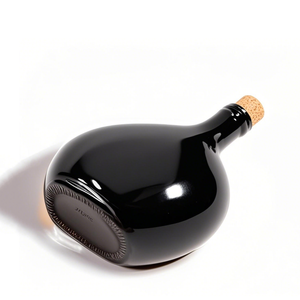 Bouteille en verre noir transparent de 700 ml et 375 ml de style classique allemand, forme basque, pour spiritueux, huile d'olive, vin, avec bouchon en liège - Product Image 3