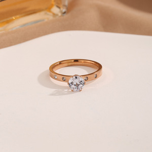 Stainless Steel Jewelry Luxury Cubic Zirconia <b>Rings</b> Woman Wedding Bride <b>Ring</b> 316 <b>Titanium</b> Steel <b>Ring</b> 18 K Gold Plated Wholesale - Product Image 3