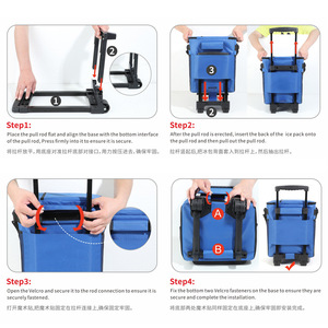Glacière isotherme à roulettes grande capacité, réfrigérateur portable pour pique-nique, camping, voyage, noir, bleu, gris, kaki - Product Image 2