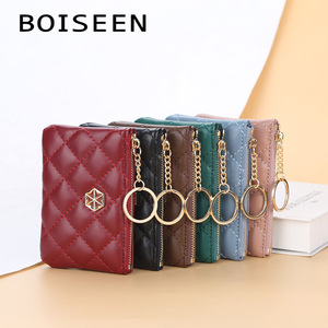 กระเป๋าใส่เหรียญผู้หญิง Boiseen สีแดงเข้ม กระเป๋าสตางค์แบบมีซิป ดีไซน์ทันสมัย ใช้งานได้หลากหลาย พร้อมพวงกุญแจและช่องใส่ของ - Product Image 4